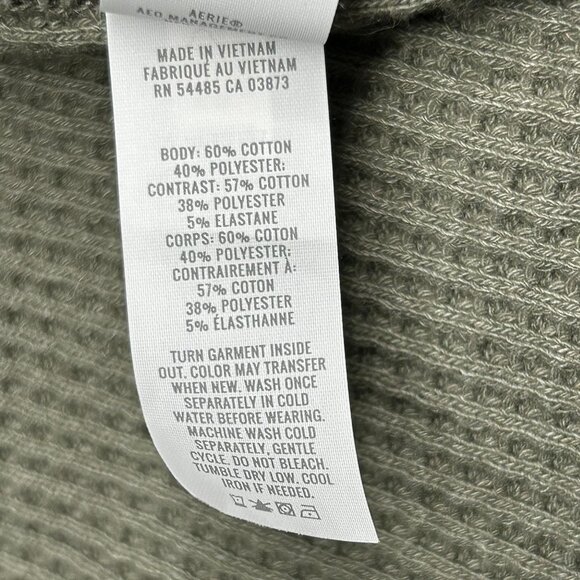 Aerie Lumberjane Shirt Womens M Sage Green Waffle Knit Button Front Shacket - Picture 6 of 12